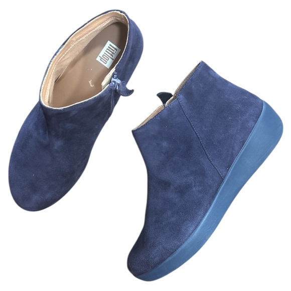 Fitflop Ziggy Zip Suede Midi Boots in Navy Size 7.5 - Picture 1 of 6